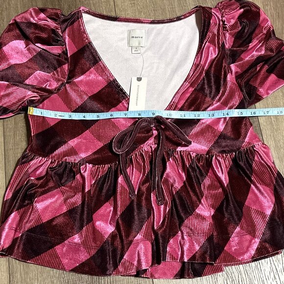 NWT MAEVE Babydoll Pink Top Velvet Size Small - Picture 9 of 12